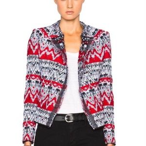 IRO Kroe Red and Black Aztec Tapestry Open Jacket